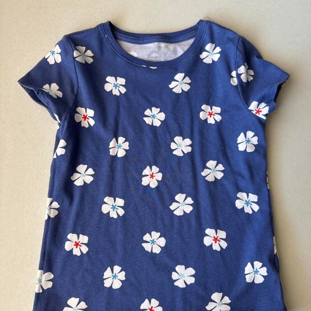 Girls Wonder Nation Blue Floral T-shirt Size M